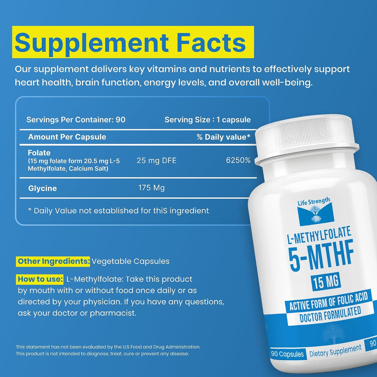 L-Methylfolate 15mg | 90 Capsules | Optimised & Highly Bioactive Methyl Folate Supplement | 5-MTHF for Normal Homocysteine Metabolism, Psychological Function & Energy | Non-GMO, Gluten-free, Vegan | 3 Month Supply - görsel 2