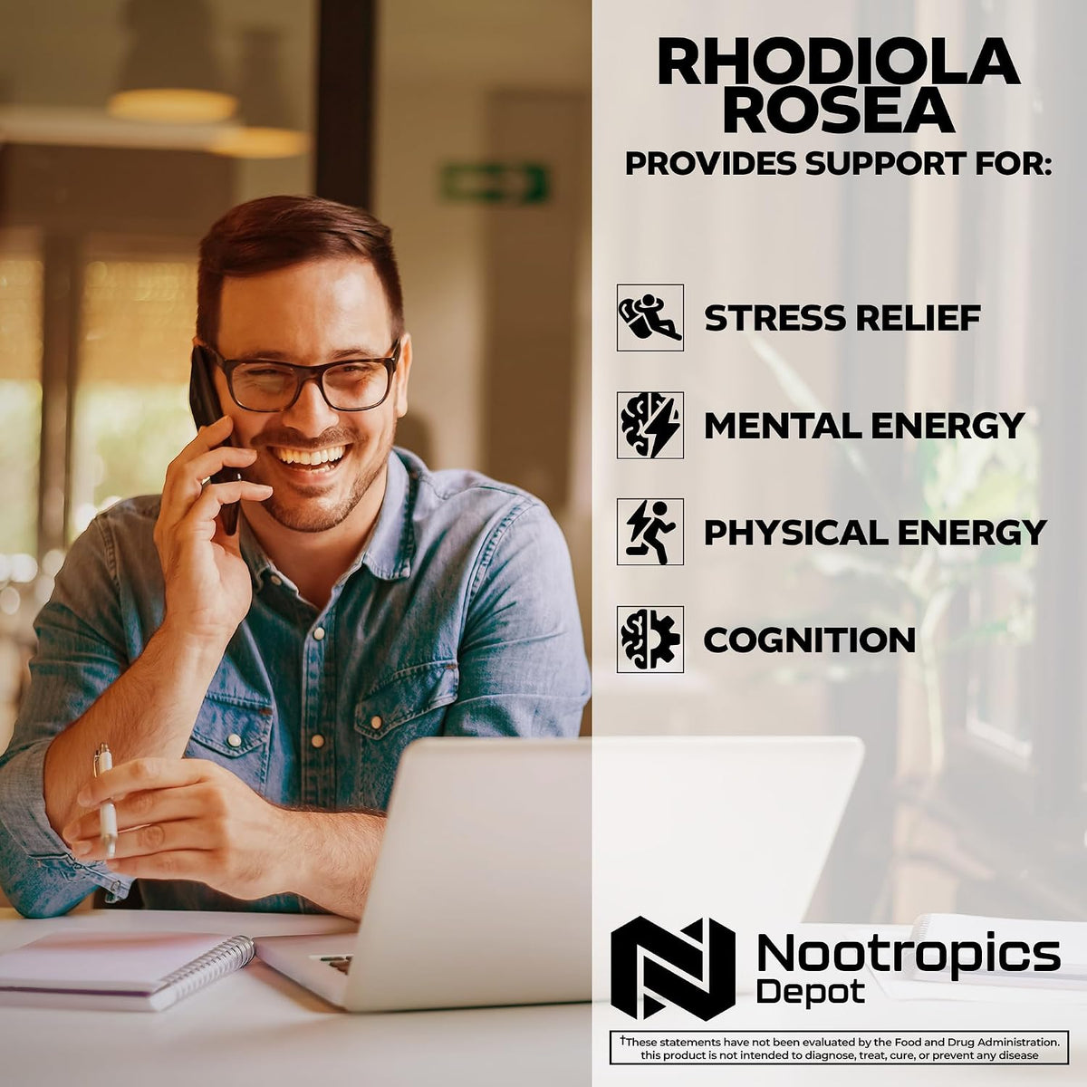 Nootropics Depot Rhodiola Rosea Capsules – 500mg, 3% Rosavins, 60 Count - görsel 3