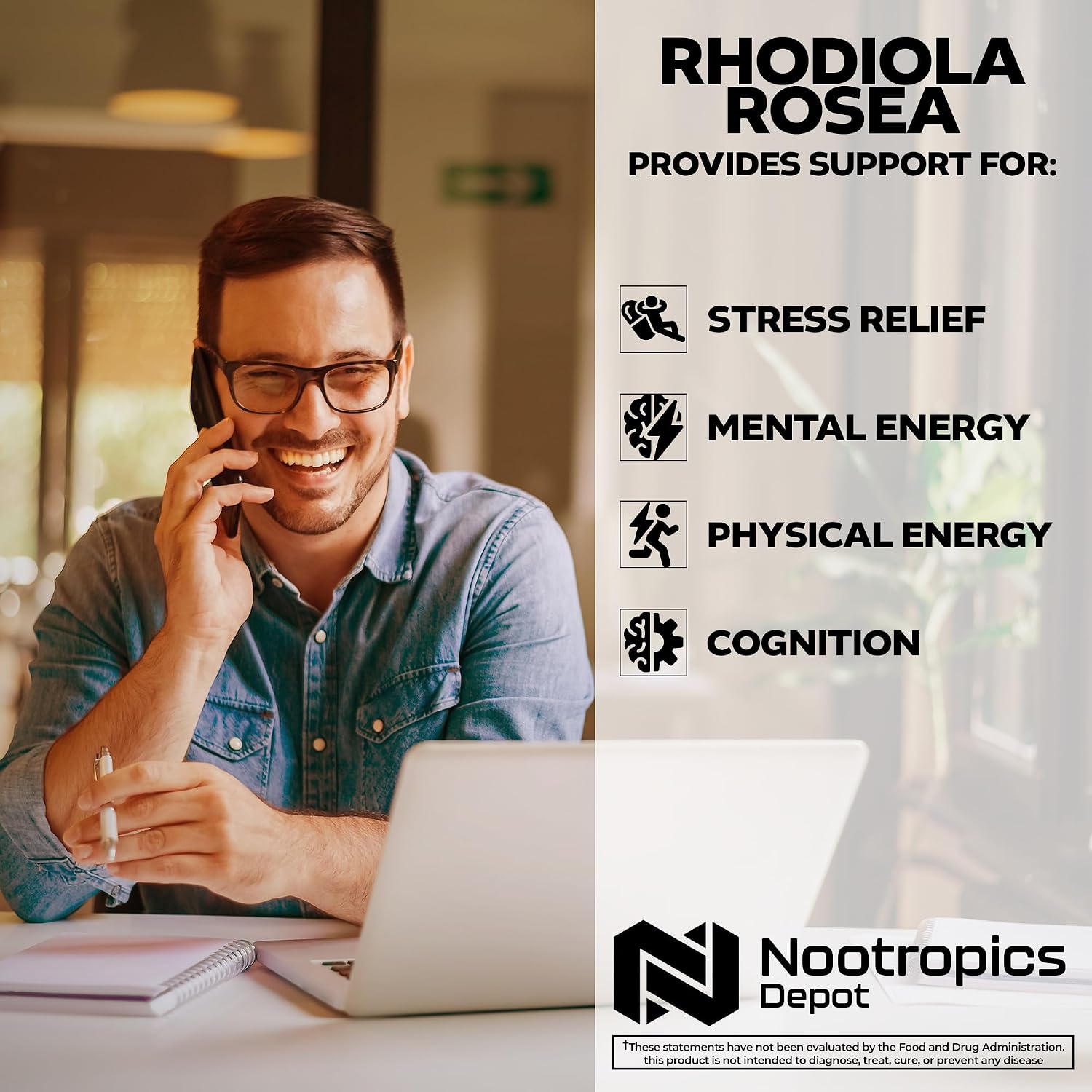 Nootropics Depot Rhodiola Rosea Capsules – 500mg, 3% Rosavins, 60 Count - görsel 3