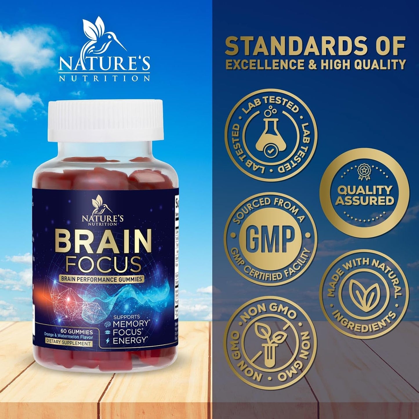 Nature's Nutrition Brain Supplement with Phosphatidylserine – Memory and Focus Gummies, 60 Count - görsel 4