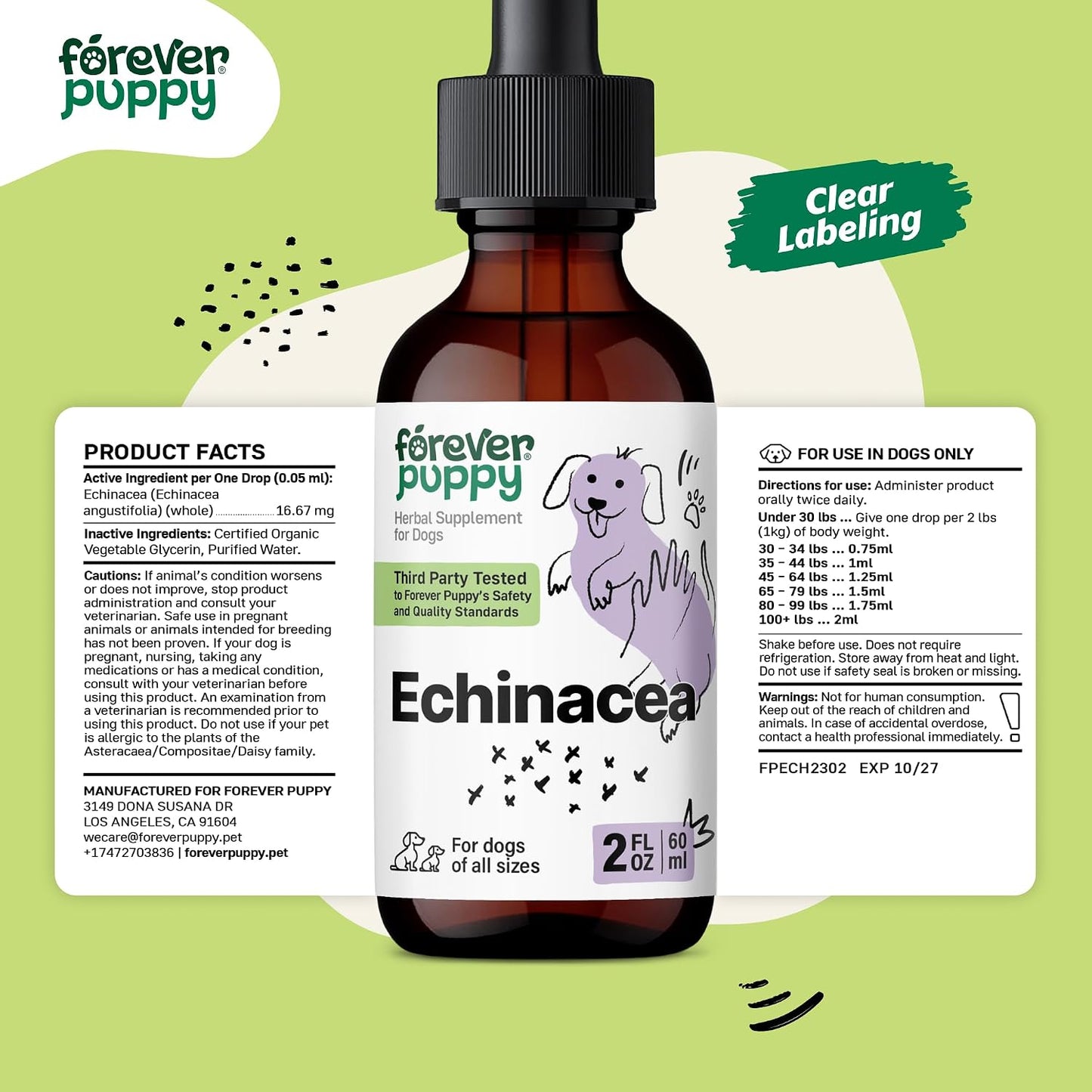 Forever Puppy Echinacea Drops for Dogs, 60 ml – Natural Immune Support Tincture - görsel 8
