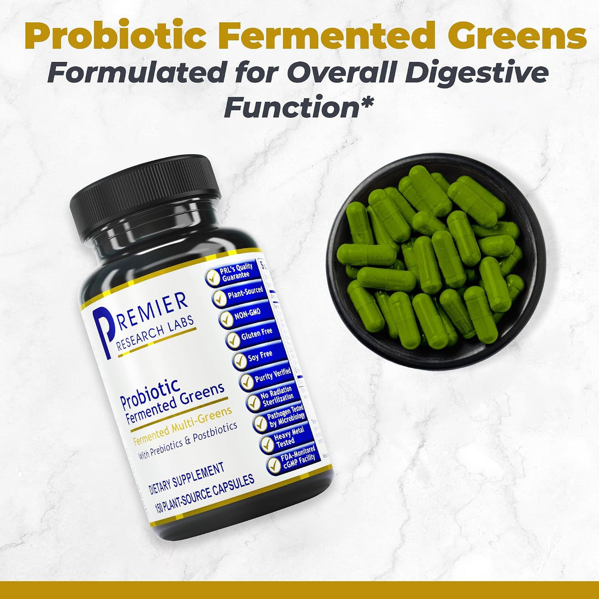 Premier Research Labs Probiotic Fermented Greens - Super Greens with Probiotics - 150 Capsules - görsel 2