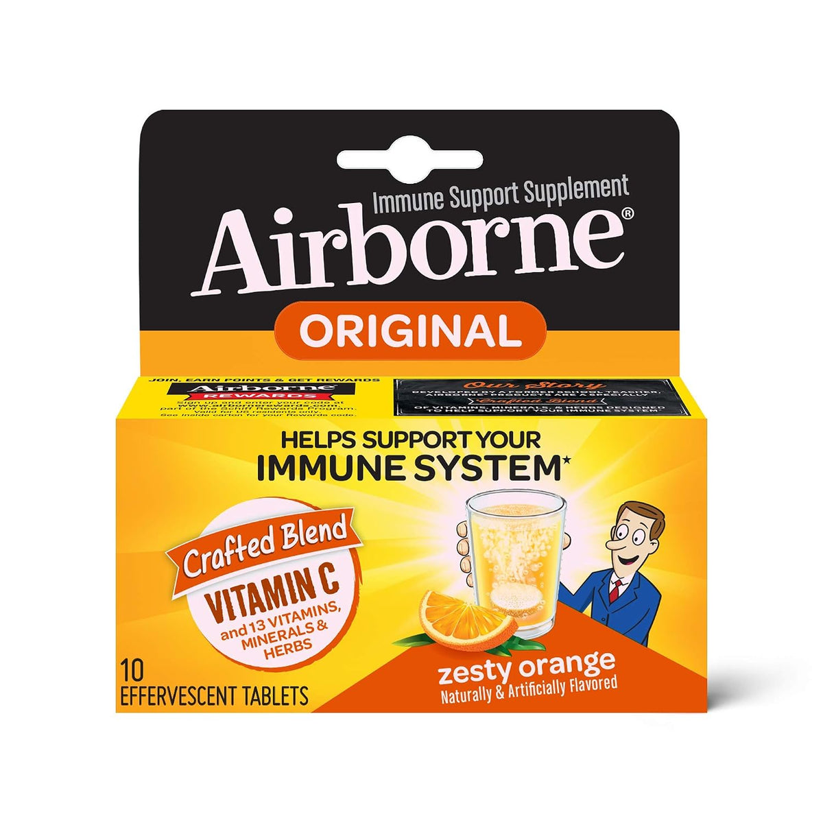 Airborne Zesty Orange Effervescent Tablets - Vitamin C 1000mg Immune Support (Pack of 3) - görsel 1