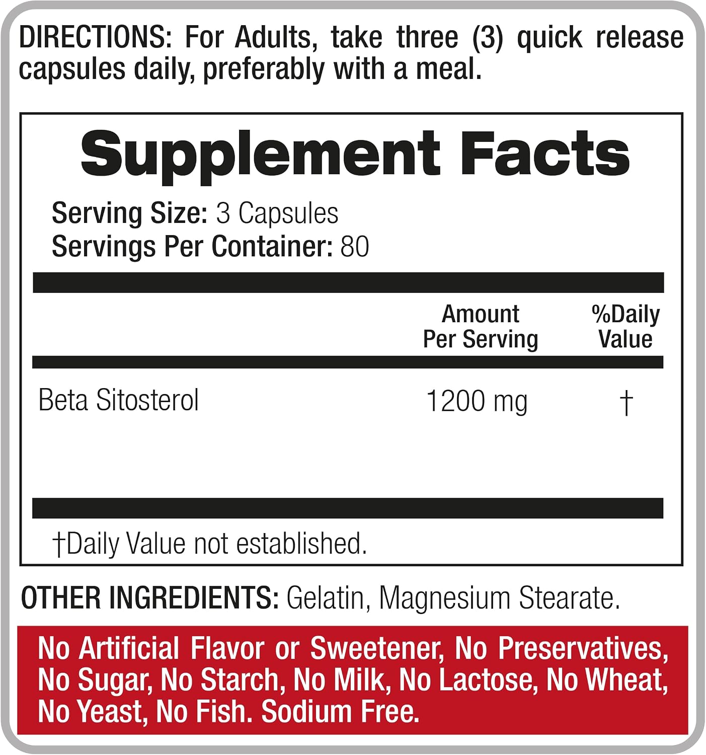 FITO MEDIC'S Beta Sitosterol 1200 mg - Plant Sterols Supplement, 240 Capsules - görsel 4
