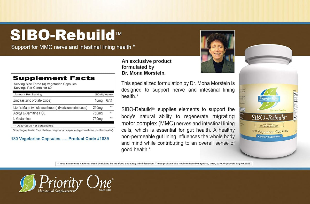 Priority One Vitamins SIBO-Rebuild 180 Vegetarian Capsules - görsel 7