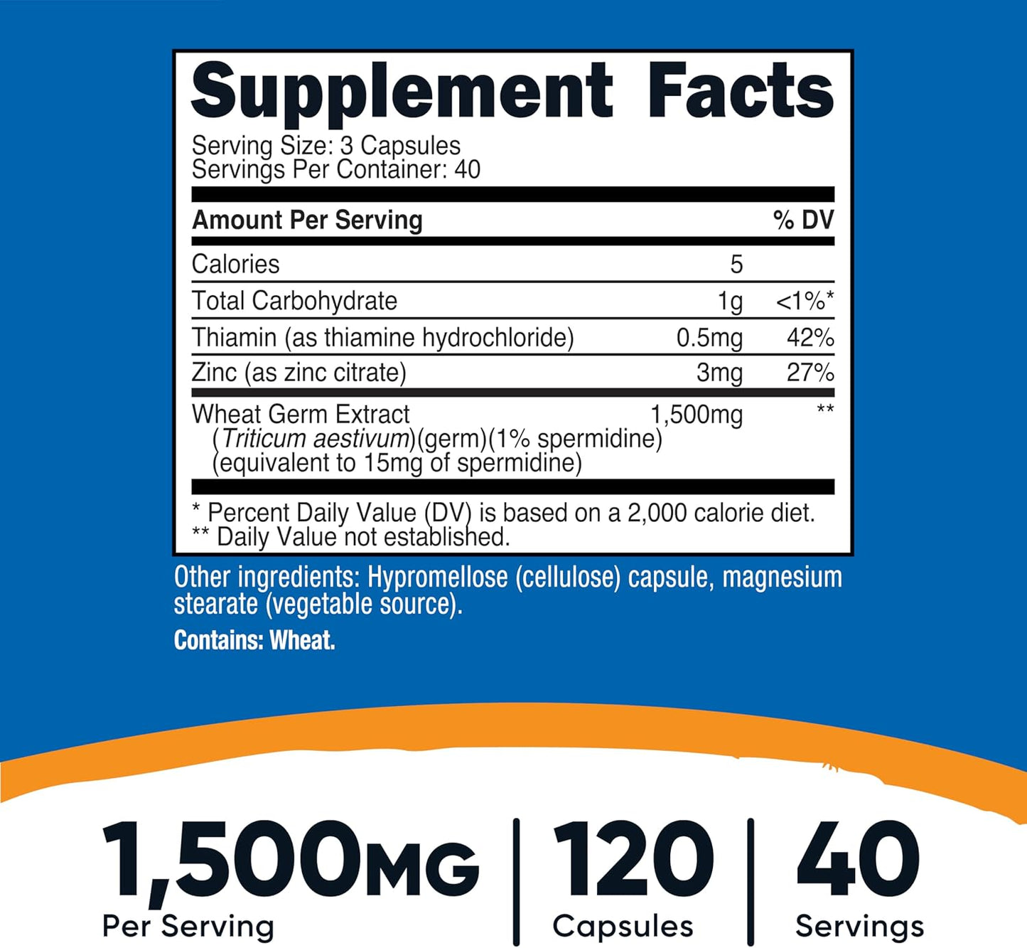 Nutricost Spermidine Wheat Germ Extract Supplement 120 Capsules for 40 Servings Per Bottle – Vegetarian, GM Free - görsel 2