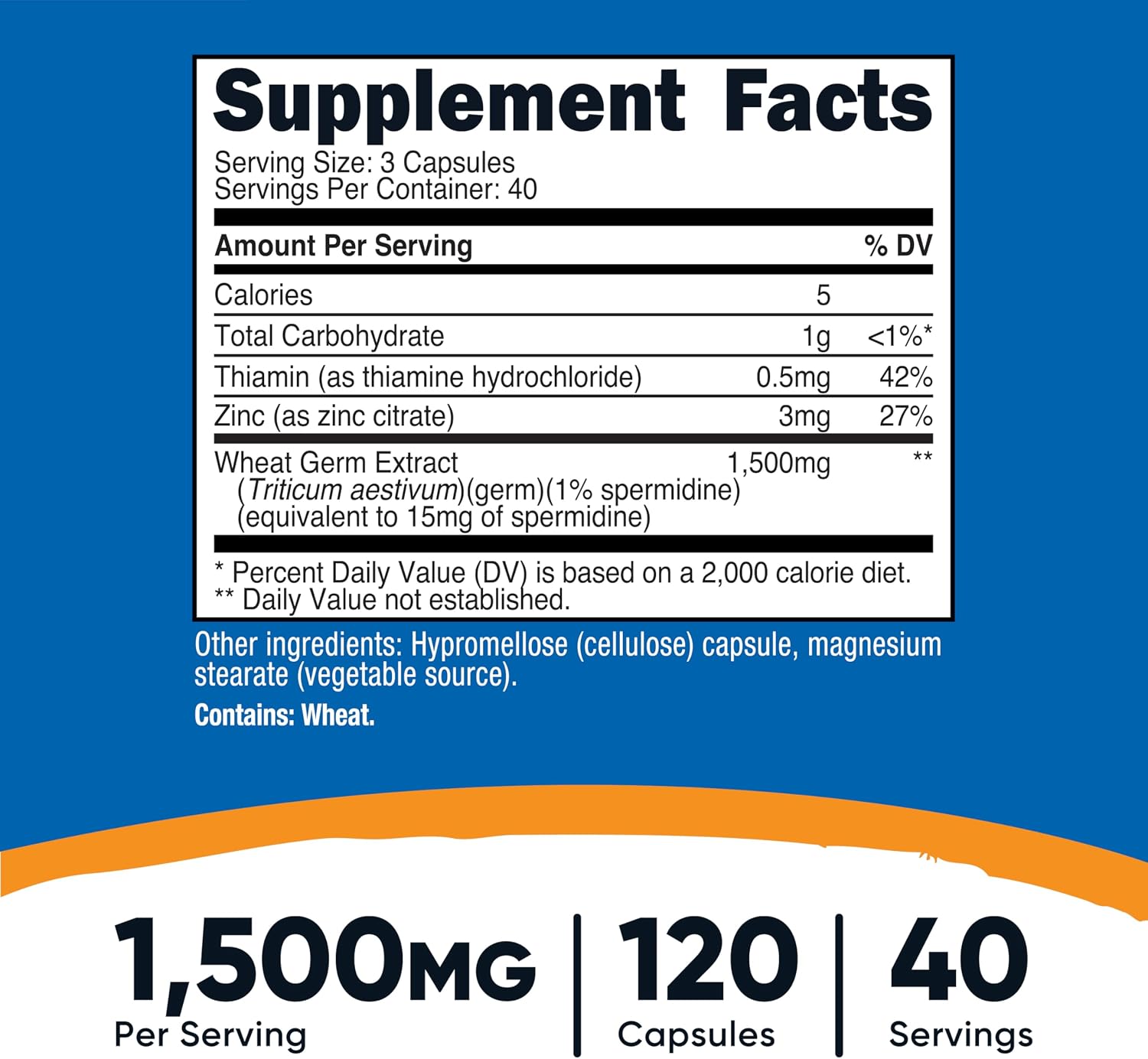 Nutricost Spermidine Wheat Germ Extract Supplement 120 Capsules for 40 Servings Per Bottle – Vegetarian, GM Free - görsel 2