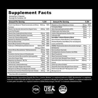 Primitive Scientific Whole Food Daily Essential Multivitamins for Adults and Seniors - 60 Capsules