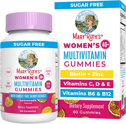 MaryRuth's Multivitamin for Women 40+ | Sugar Free | Vegan | Daily Vitamins with Chasteberry | Hair, Skin and Nail Gummies | 60 Count