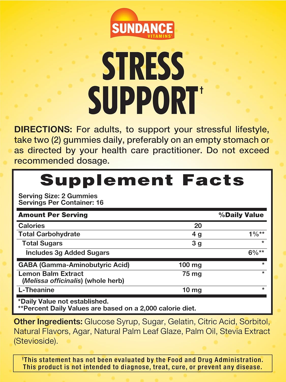Sundance Stress Support Gummies with GABA and Lemon Balm - Lemon Strawberry - 32 Gummies - görsel 2