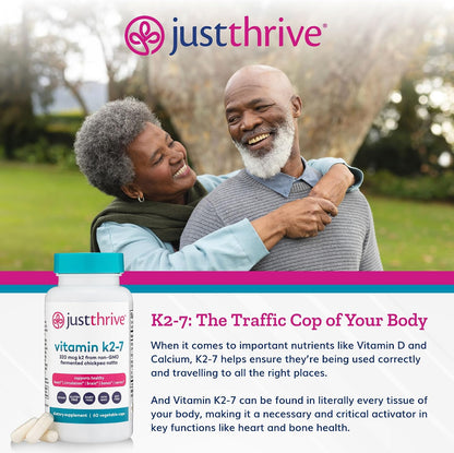 Just Thrive Vitamin K2-7 - Bone Health K2 Vitamin Supplement, 60 Capsules