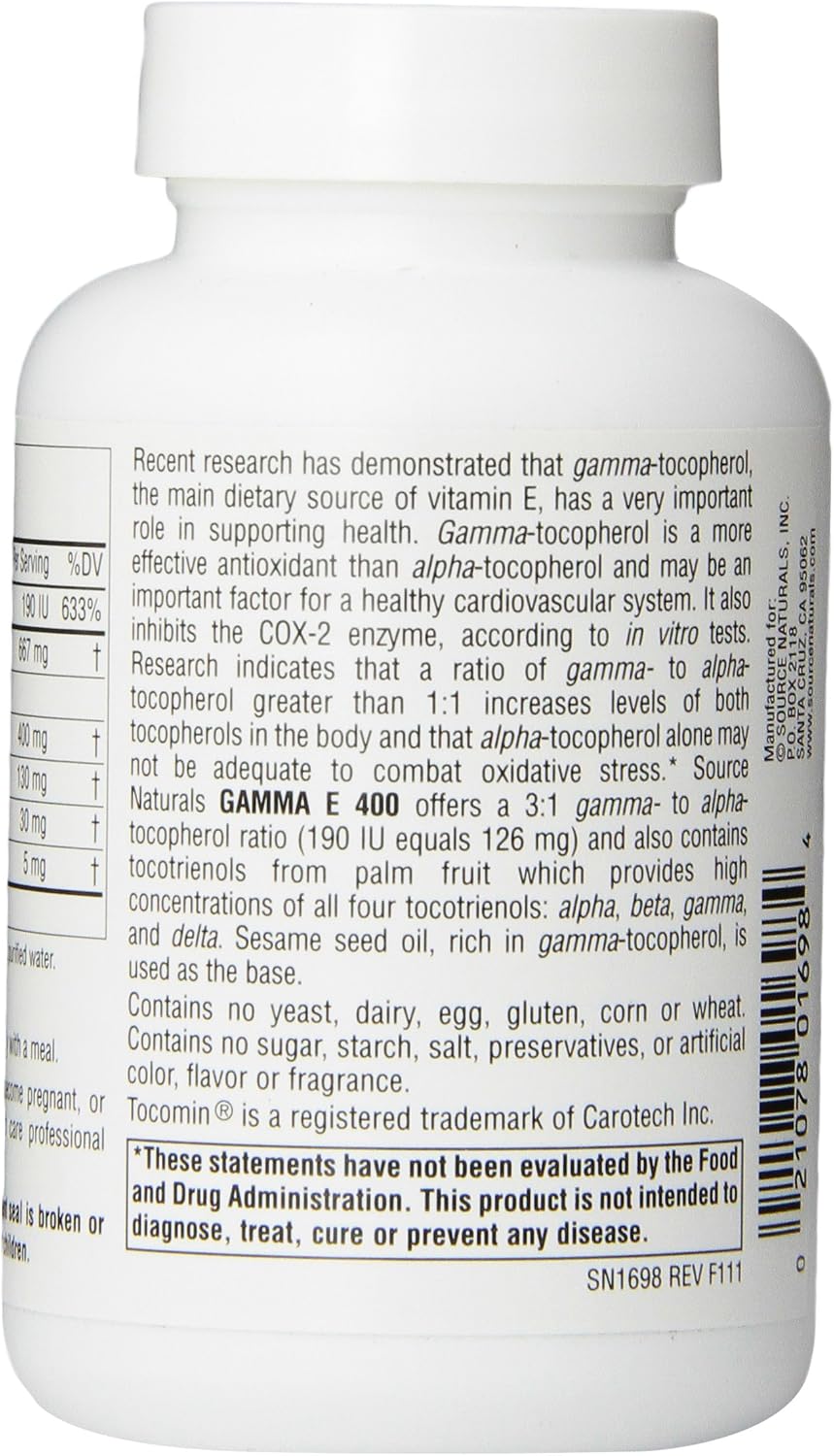 Source Naturals Gamma E 400 - 60 Softgels - görsel 4