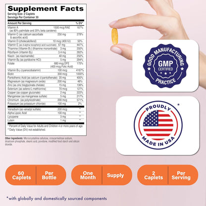 Health Thru Nutrition Ultra-Betic Multivitamin | 60 Tablets | Supports Nerve, Vision, Energy | with ALA, Lycopene