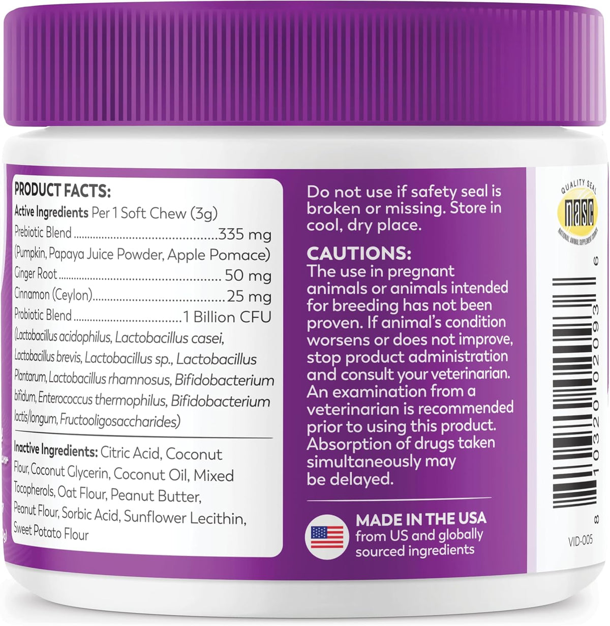 Dr. Harvey's Digestive Probiotic Soft Chews for Dogs, 9 Probiotics for Gut Health, Peanut Butter Flavour (90 Chews) - görsel 9