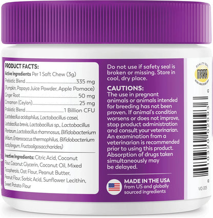 Dr. Harvey's Digestive Probiotic Soft Chews for Dogs, 9 Probiotics for Gut Health, Peanut Butter Flavour (90 Chews)