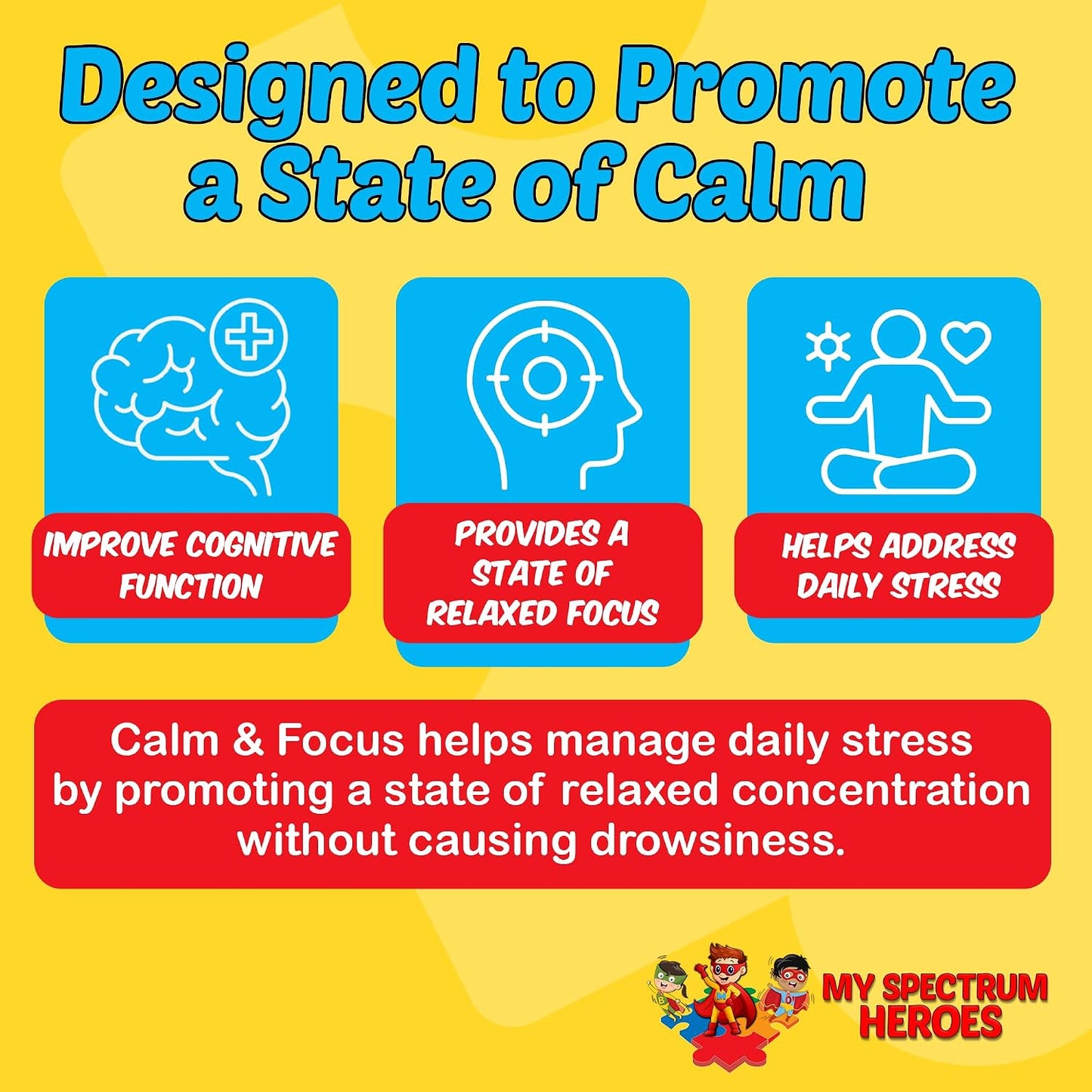 My Spectrum Heroes Calm & Focus Supplement Drops - Brain Support with L-theanine, GABA, Huperzine A - 60 ml - görsel 4