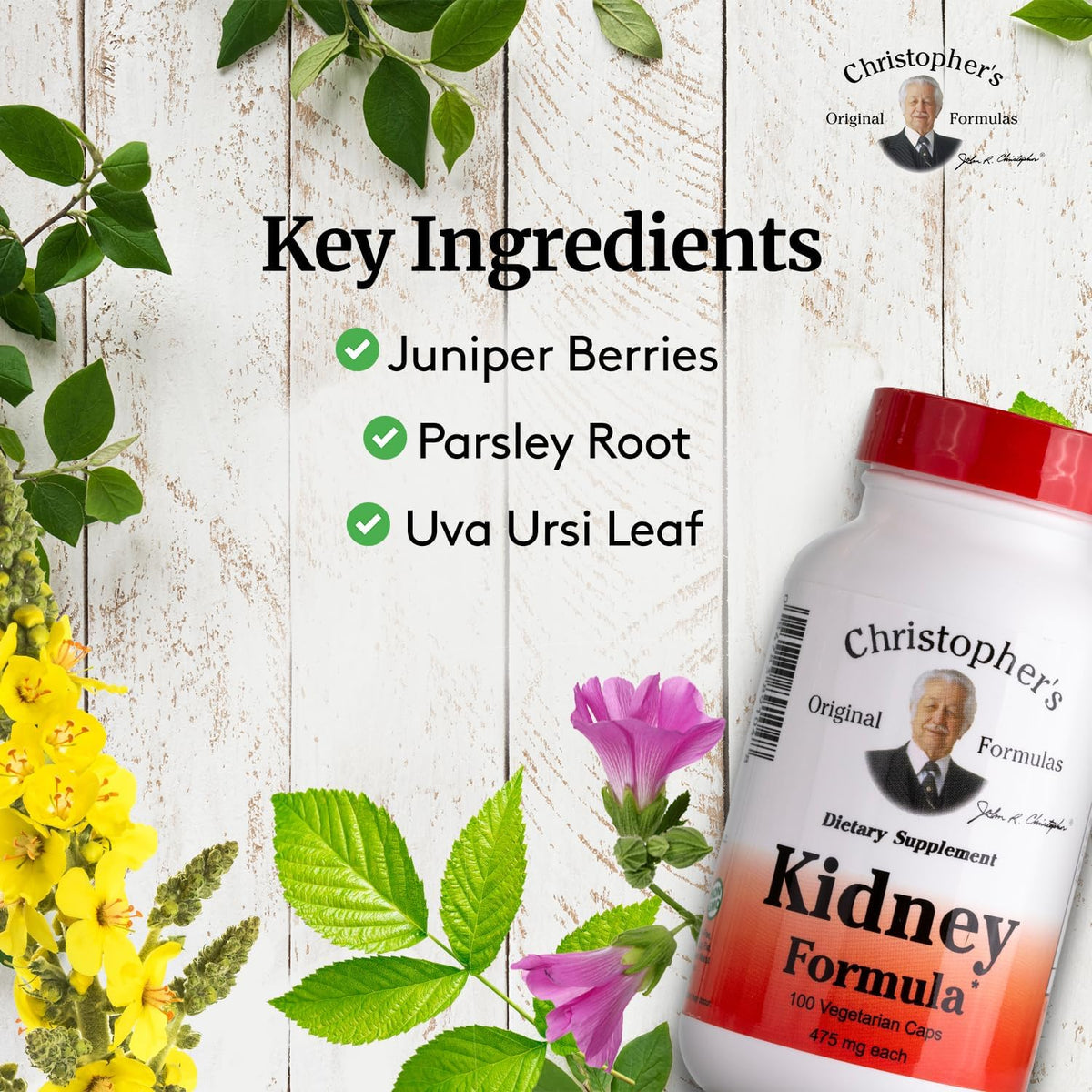 Christopher's Original Formulae Kidney Formula, Natural Herbal Support, 500 mg, 100 Capsules - görsel 3