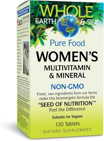 Natural Factors Whole Earth & Sea Women's Multivitamin & Mineral - Whole Food Supplement with Iron, 120 Tablets