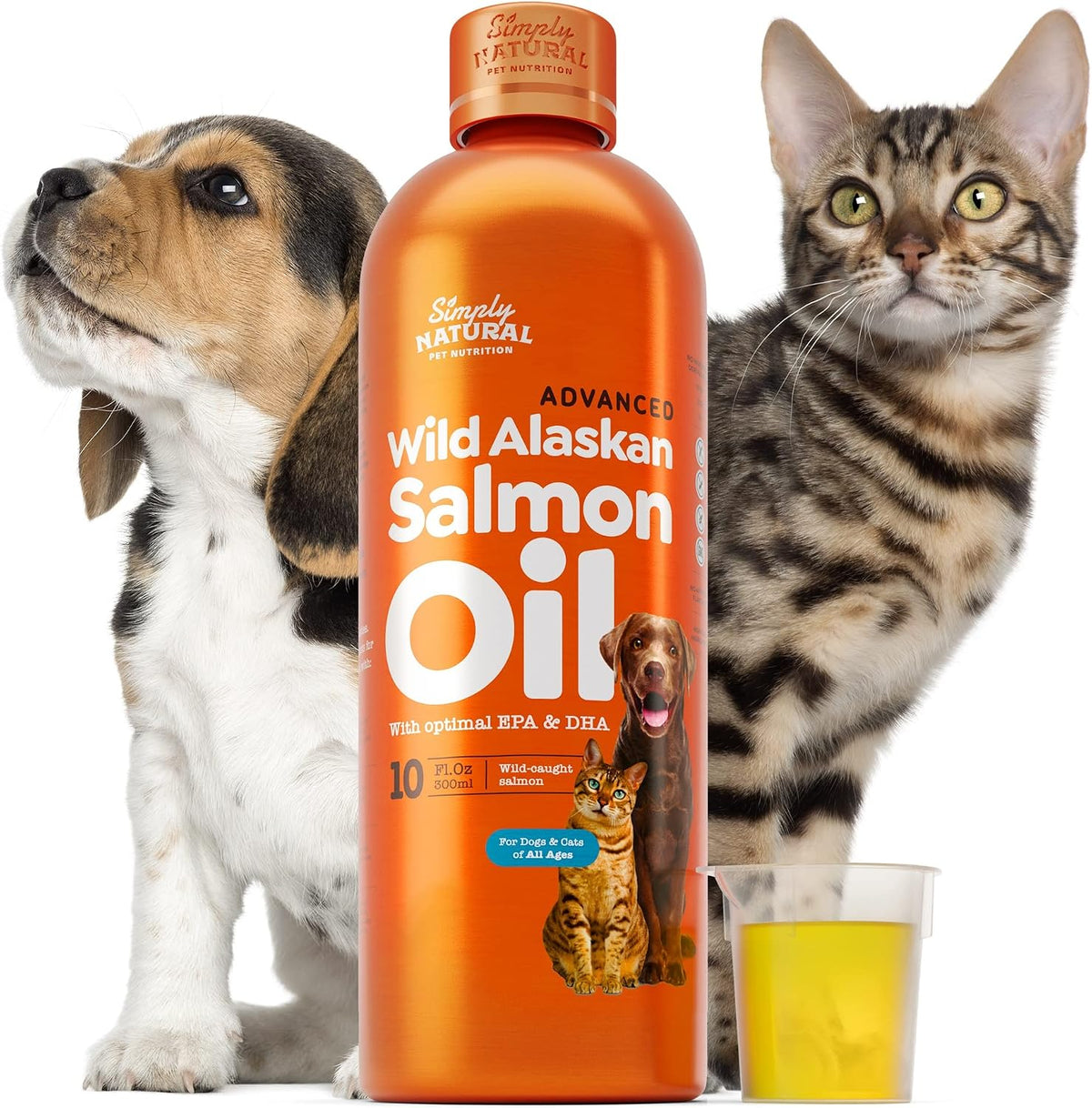 Salmon Oil for Dogs and Cats, Wild Alaskan Salmon Oil for Dogs Skin, Coat and Joints, Omega-3 Fish Oil, Dogs and Cats Immune System Support, EPA and DHA, 300 ml Dog Shedding Supplement - görsel 1