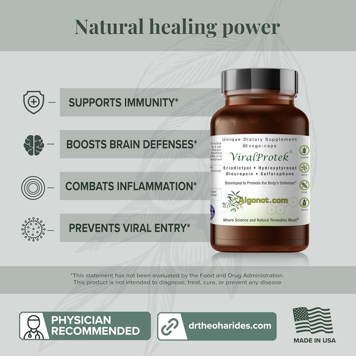 Algonot ViralProtek® Vegan Food Supplement 60 Capsules, Immune Support - görsel 3