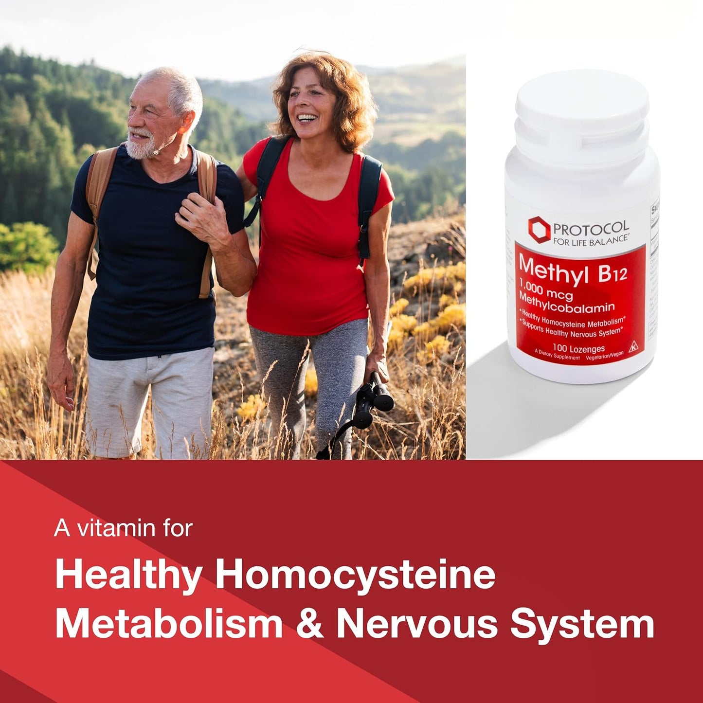 PROTOCOL FOR LIFE BALANCE Methyl B12 1,000mcg - Vitamin B12 for Homocysteine Metabolism & Brain Health - Vegan, Kosher, Halal Lozenges (100 Count) - görsel 3