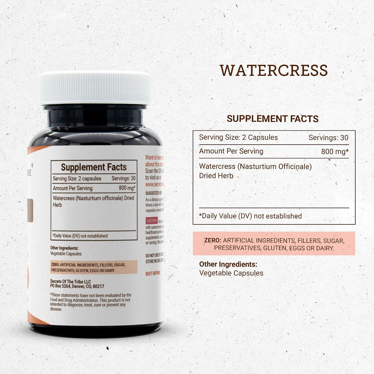 Secrets of the Tribe Watercress, 800 mg, 60 Capsules - görsel 3
