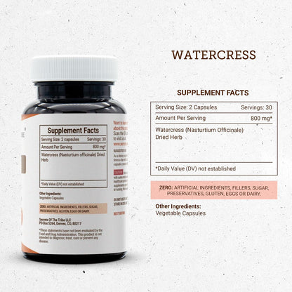 Secrets of the Tribe Watercress, 800 mg, 60 Capsules
