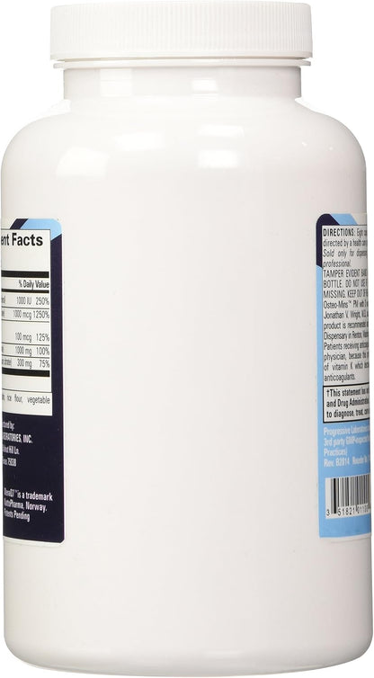 Progressive Labs Osteo-Mins PM with Vitamin D Plus K1 and K2 Food Supplement, 240 Capsules