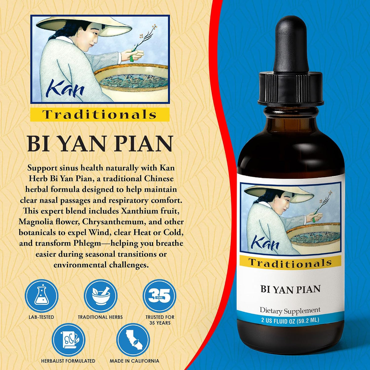 Kan Herb Company Bi Yan Pian – Traditional Chinese Herbal Remedy for Sinus Health, Liquid Extract, 60 ml - görsel 2