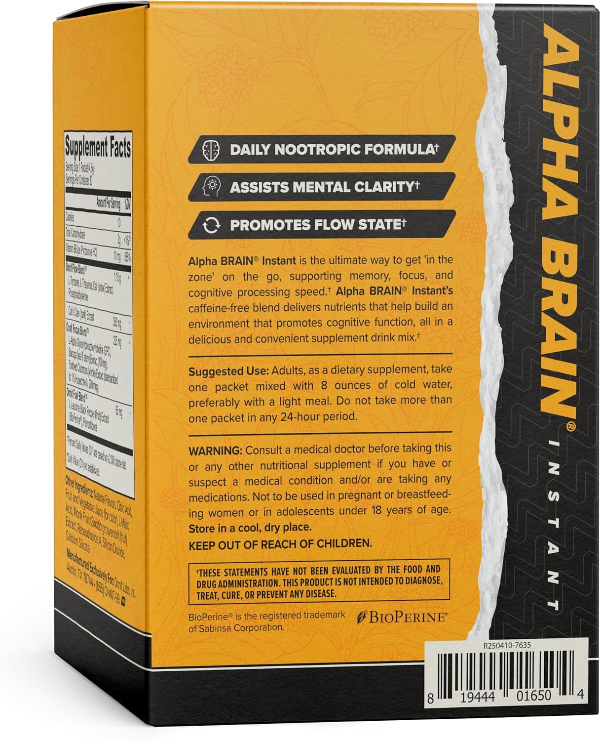 ONNIT Alpha Brain Instant Nootropic Drink Mix, BlackBerry Lemonade, 30 Sachets - görsel 6
