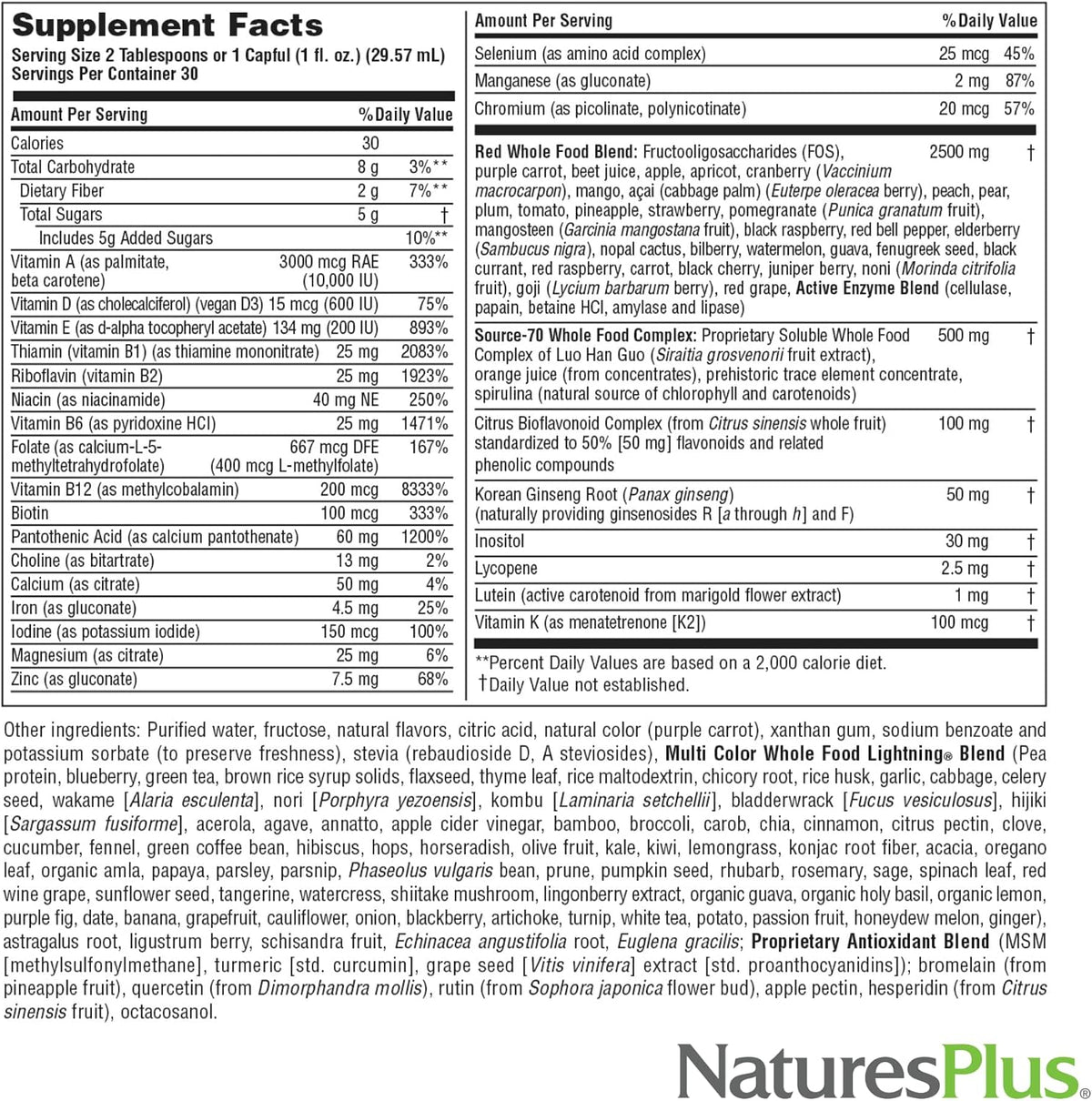 NaturesPlus Source of Life RED Liquid Multivitamin – 887 ml - görsel 5