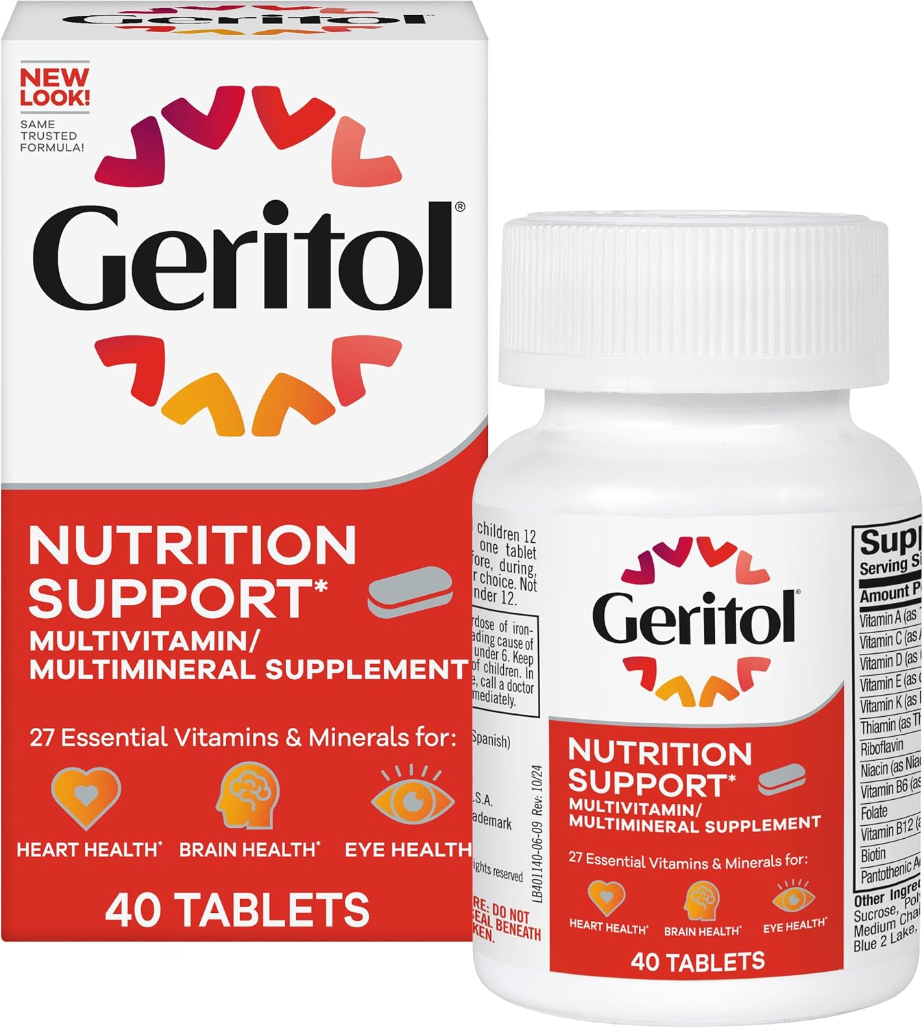 Geritol Multivitamin Supplement - 27 Essential Vitamins and Minerals, B-Vitamins, Iron, Gluten-Free, 40 Tablets - görsel 1