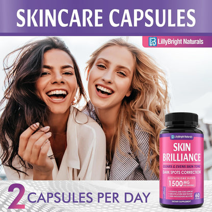 Glutathione Capsules 1500mcg with Vitamin C - Skin Radiance Support (60 Capsules)