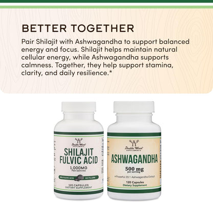 Shilajit Pure Himalayan Capsules (20% Fulvic Acid) - 1,000 mg per Serving, 120 Capsules
