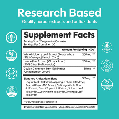 Level Off Glucose Support Supplement – After-Meal Support for Healthy Glucose Response, Plant-Based Capsules, 120 Capsules