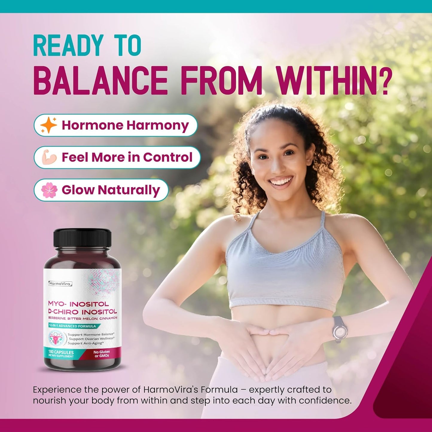 Myo-Inositol + D-Chiro Inositol Supplement – 12-in-1 Formula with Berberine, Cinnamon, Bitter Melon – 180 Capsules – Non-GM, Gluten-free - görsel 2