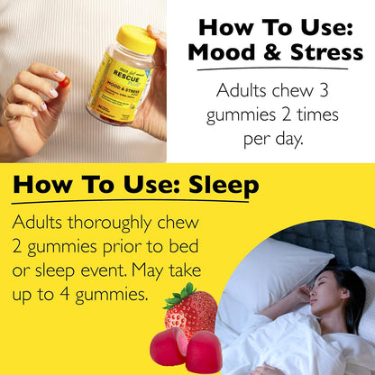 Bach RESCUE Plus Sleep Gummies & Mood Support Gummies - 2 Pack, 60 Gummies per Bottle (120 Total)