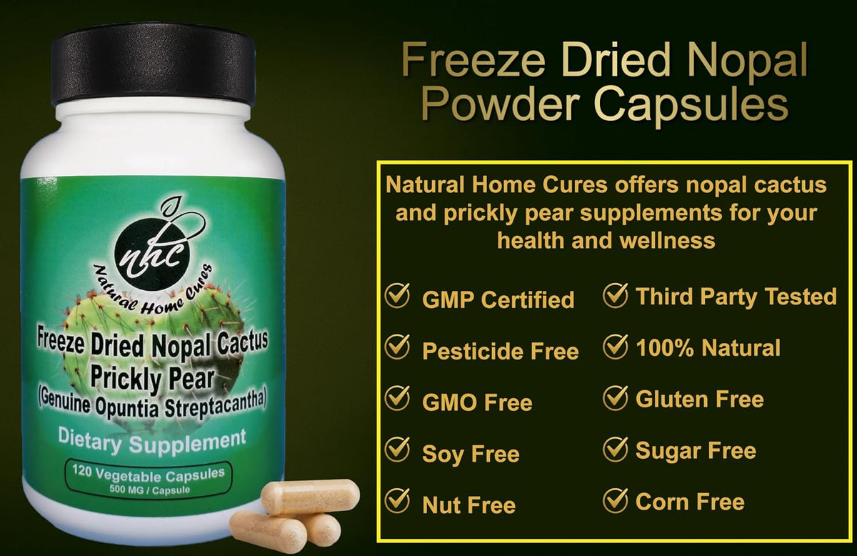 Nopal Cactus Capsules and Prickly Pear Drops Combo, Freeze-Dried Nopal Powder Capsules Plus Nopal Cactus Fruit Concentrate with Vitamin B12, 120 Capsules + 60 ml - görsel 4