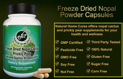 Nopal Cactus Capsules and Prickly Pear Drops Combo, Freeze-Dried Nopal Powder Capsules Plus Nopal Cactus Fruit Concentrate with Vitamin B12, 120 Capsules + 60 ml
