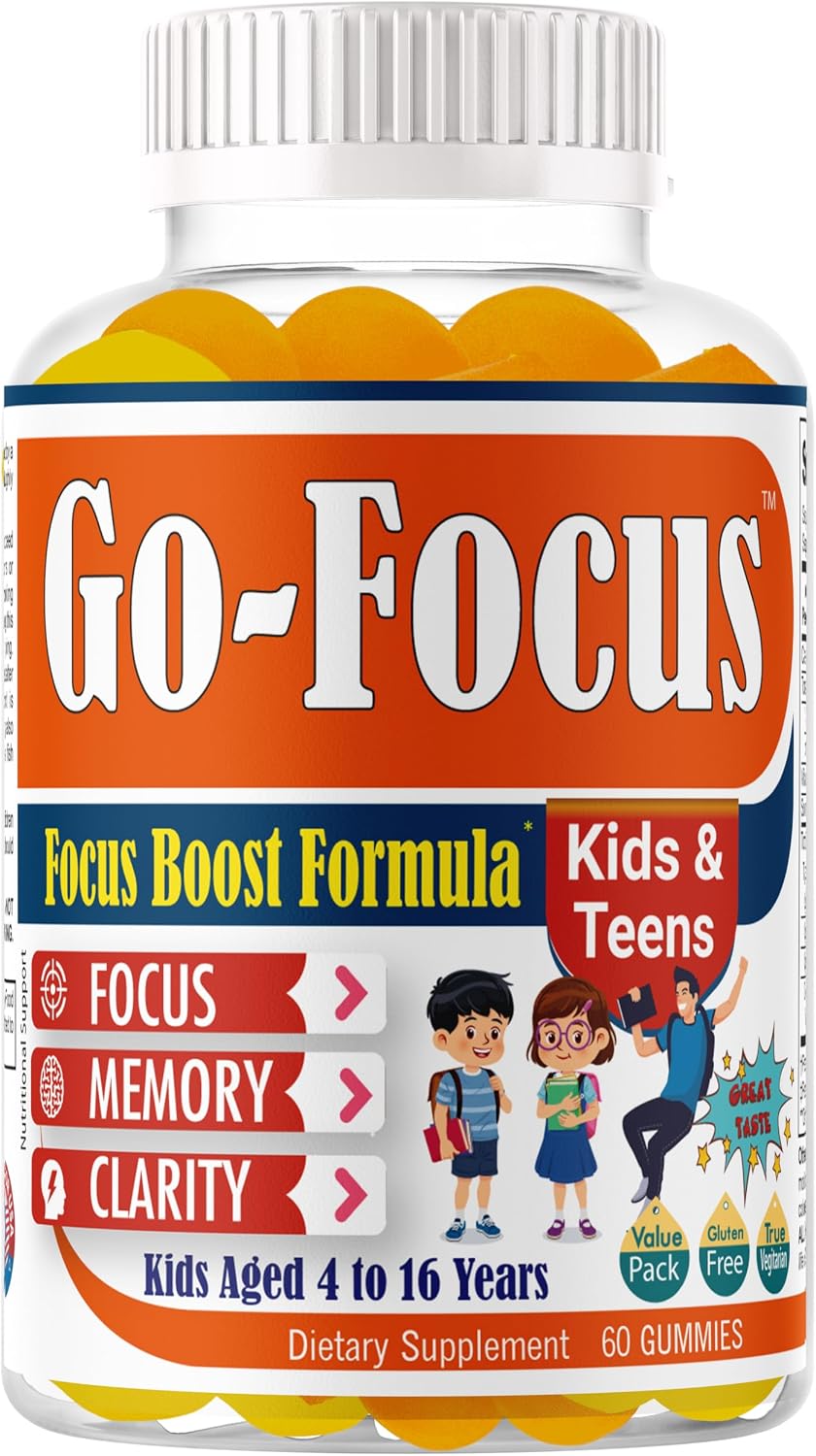 BrightKids Omega-3 & DHA Focus Gummies for Kids - Memory and Brain Health Supplement, Low Sugar, Natural Fruit Flavour, 60 Count - görsel 1