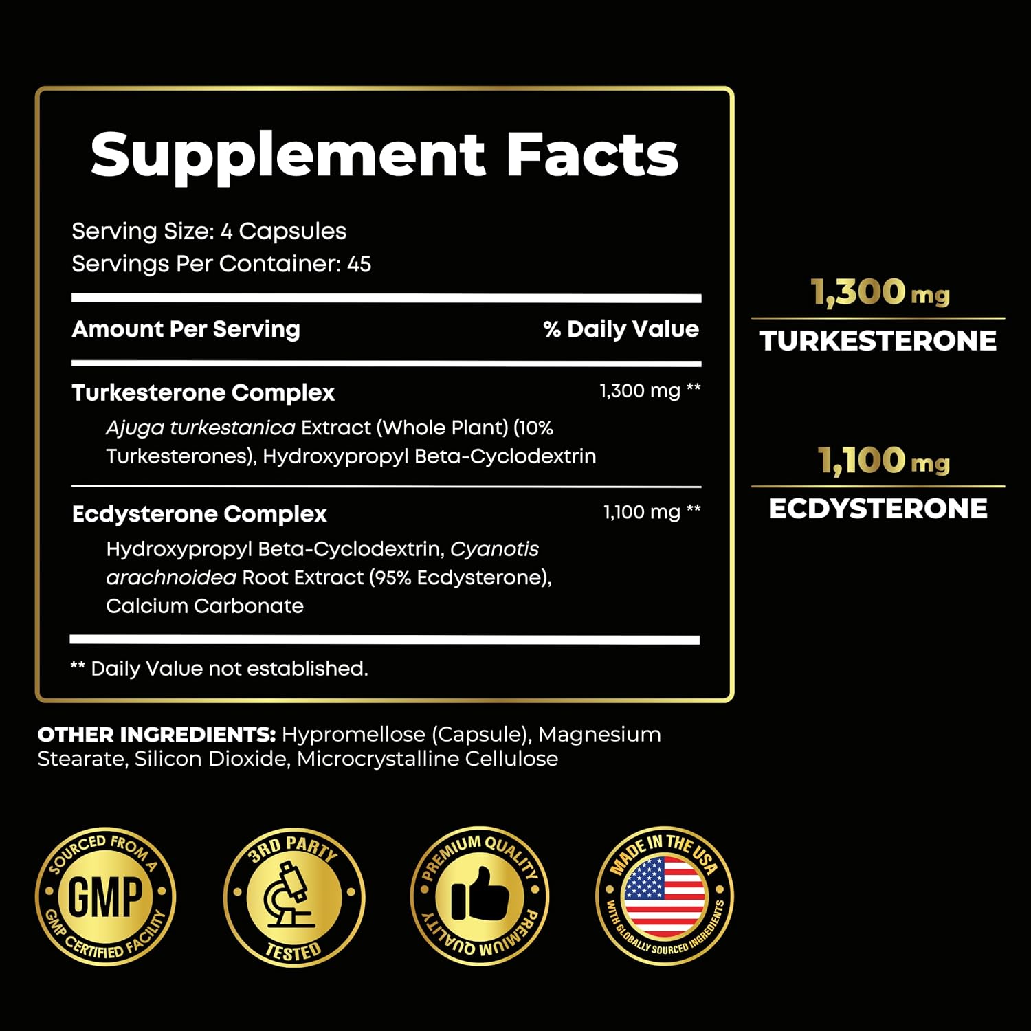Turkesterone & Ecdysterone – Natural Testosterone Support Supplement, 2-in-1 High Potency, 180 Capsules - görsel 2