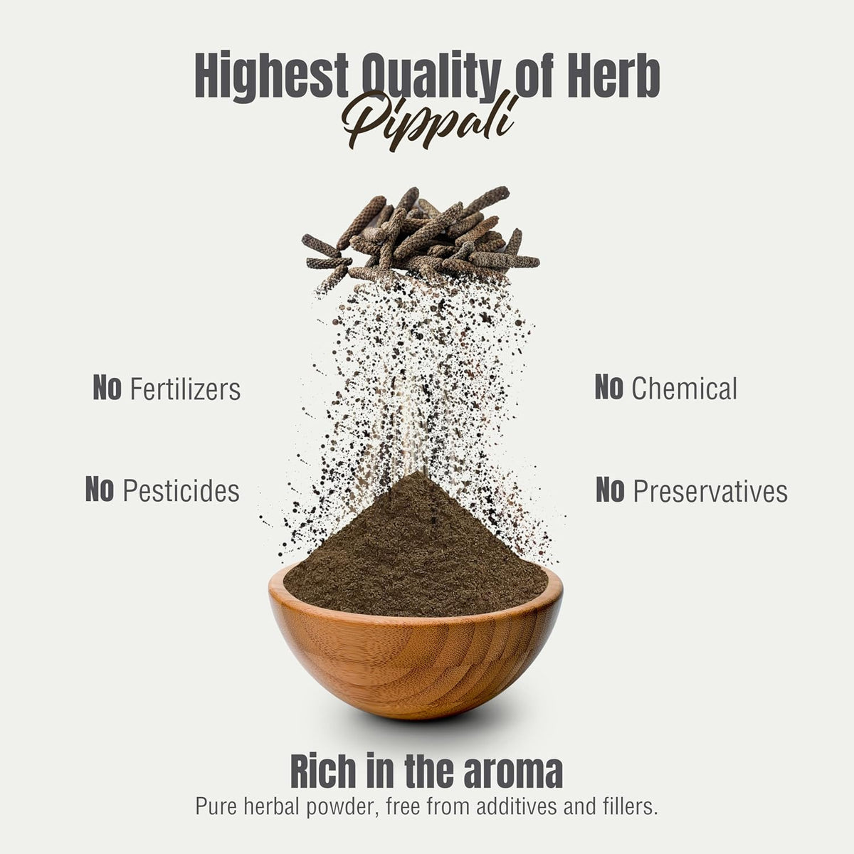 HerbsForever Pippali (Piper longum) Fruit Powder - Wild Harvested, Non-GMO, Vegan (230g) - görsel 7