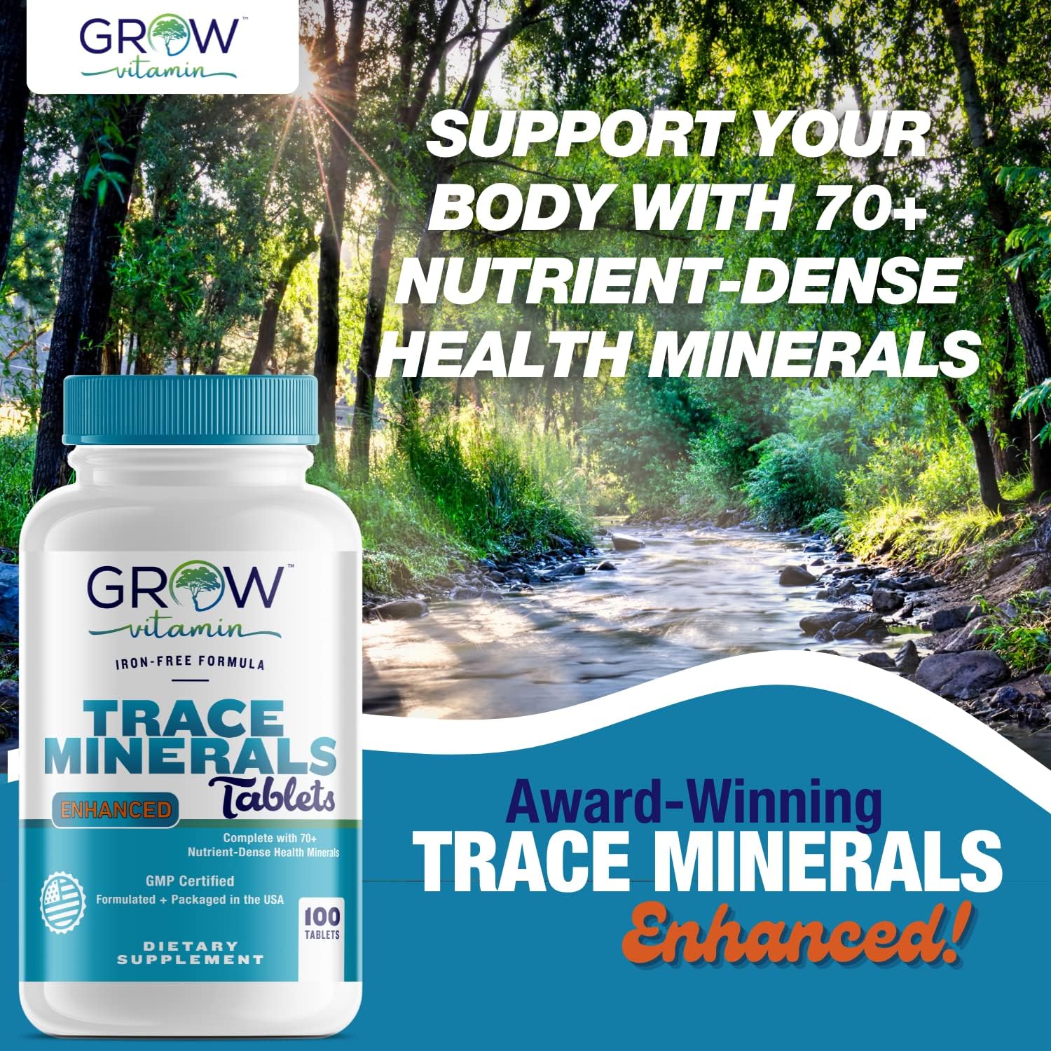grow vitamin Trace Minerals Enhanced Complex - 70+ Nutrient-Dense Minerals, 100 Tablets - görsel 2