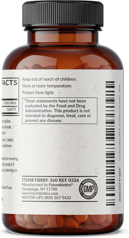 Futurebiotics Biotin 5000 mcg - 360 Vegetarian Tablets