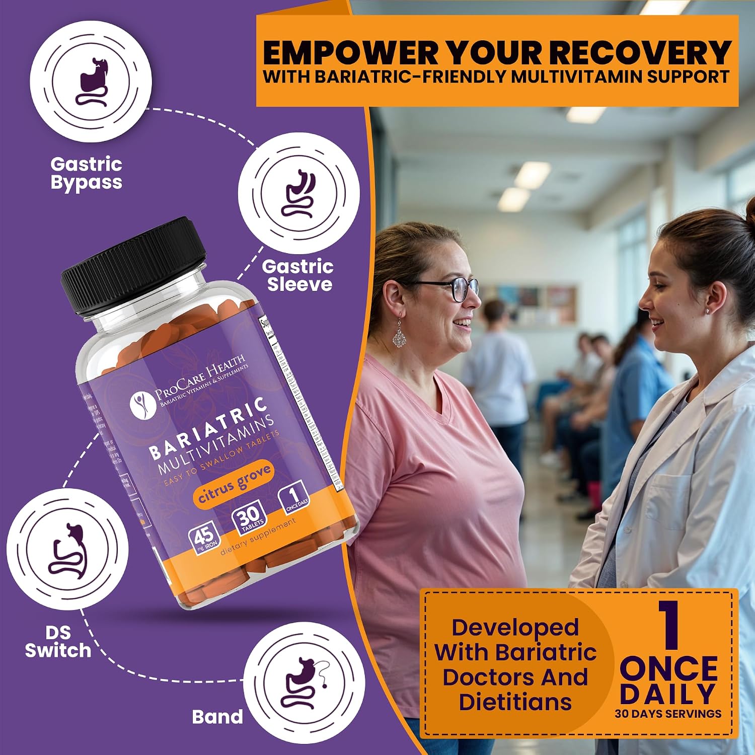 ProCare Health Bariatric Multivitamin with Iron 45mg - 30 Tablets - görsel 2