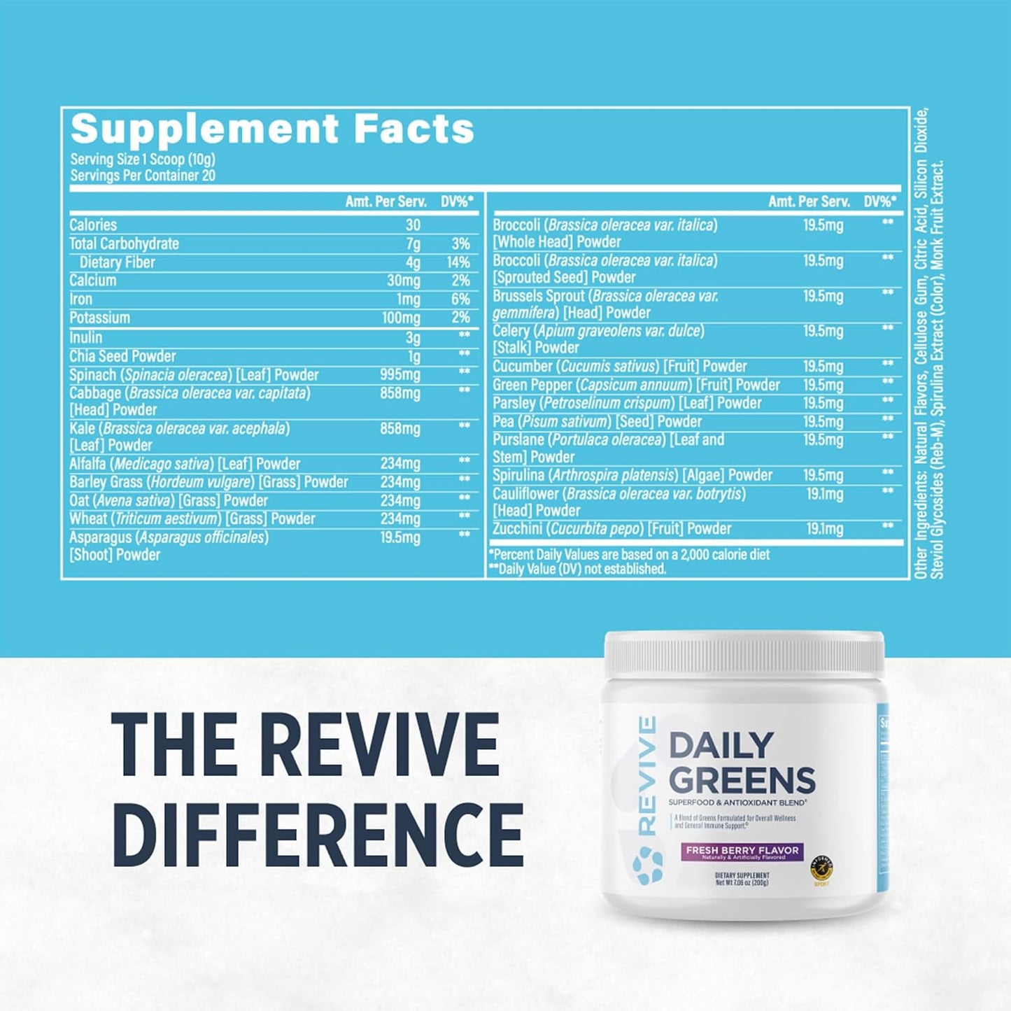 Revive MD Daily Green Powder Superfood (Fresh Berry) - görsel 3