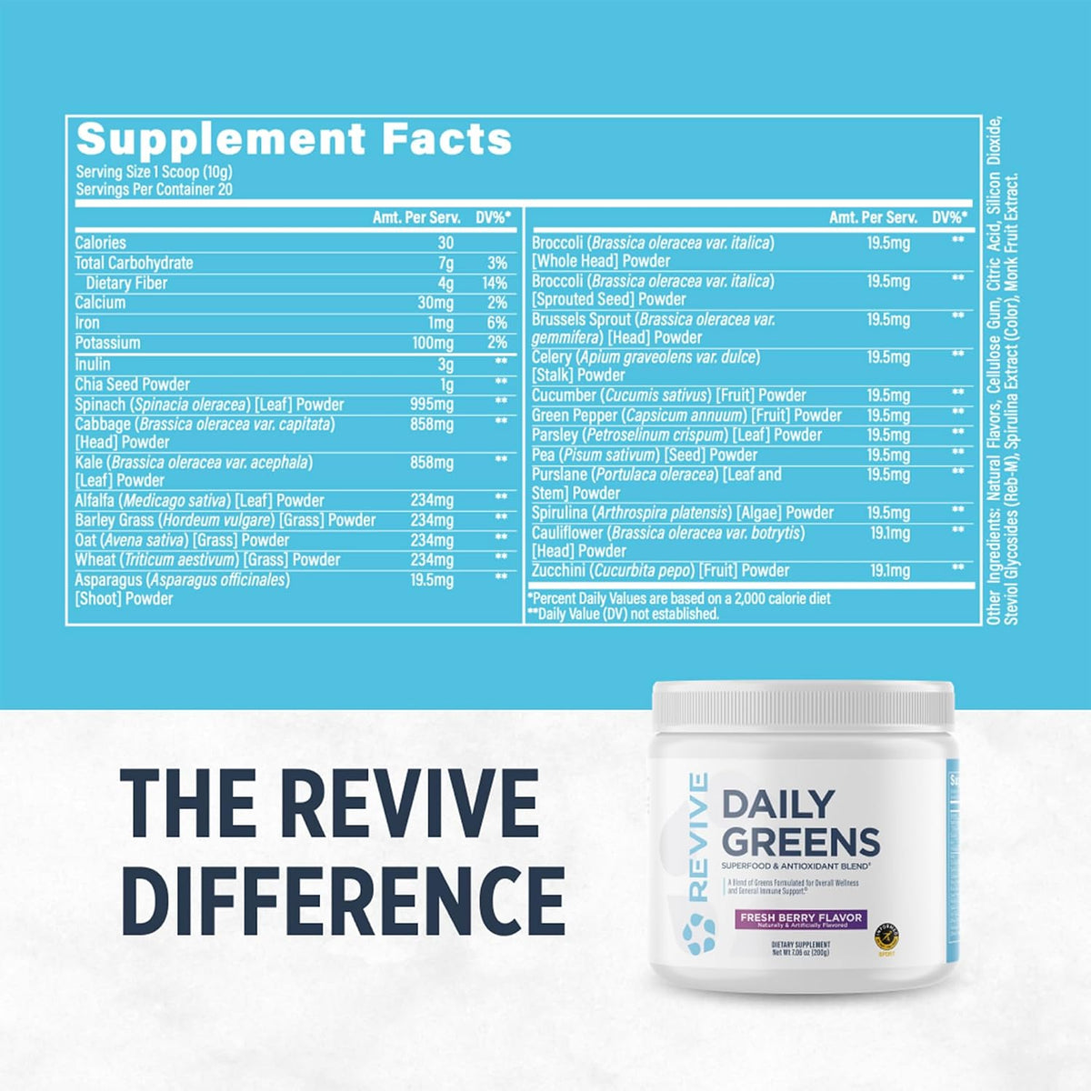 Revive MD Daily Green Powder Superfood (Fresh Berry) - görsel 3