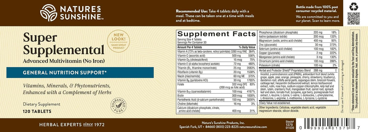 Nature's Sunshine Super Supplementary without Iron – Complete Multivitamin with Minerals, Herbs & Amino Acids - görsel 9