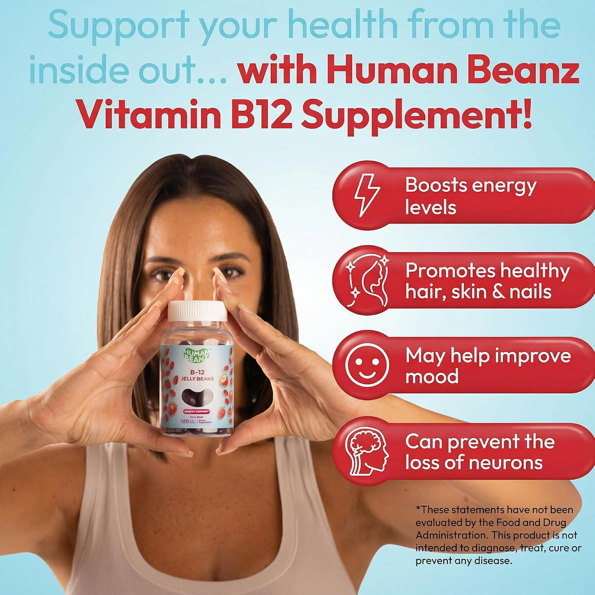 Human Beanz Methylated Vitamin B12 Jelly Bean Gummies - 120 Count - görsel 4