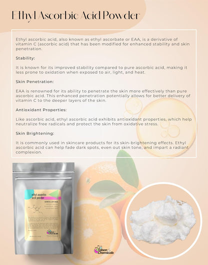 Ethyl Ascorbic Acid Powder Stable Vitamin C Derivative Helps to Absorb Vitamin C into Skin to Improve Skin Gloss, Skin Elasticity, Antioxidation, and Other Functions (28 g)